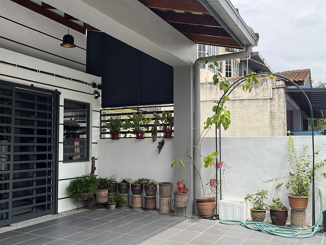 Front porch with potted plants