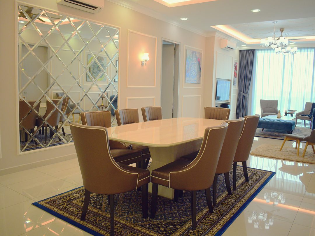 Formal dining with upholstered chairs